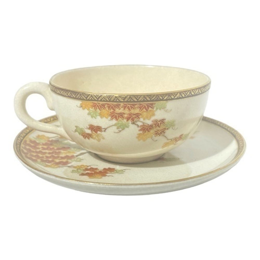 19th Century Fine Japanese Hand-Painted Satsuma Ware Teacup and Saucer